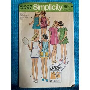 Simplicity sewing pattern  5597 girls mini dress shorts